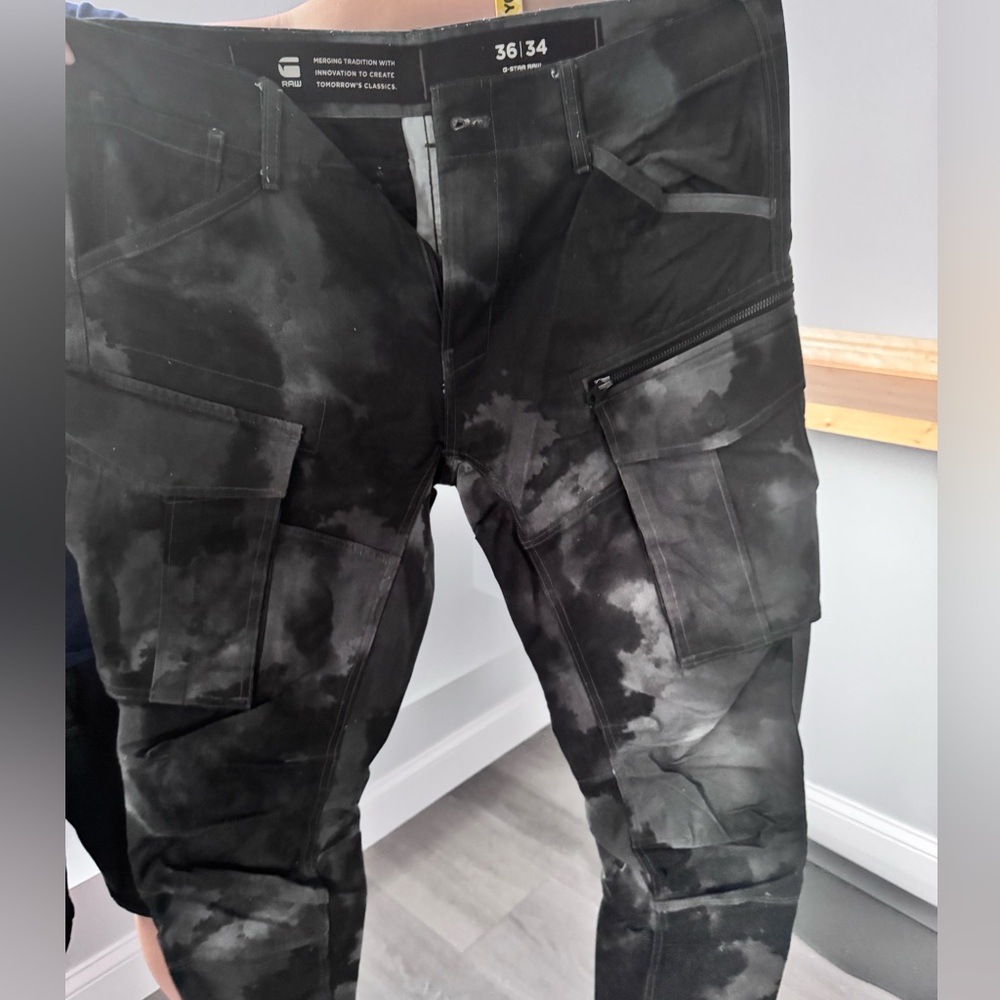 Men's Black Tie-Dye Cargo Pants RAW